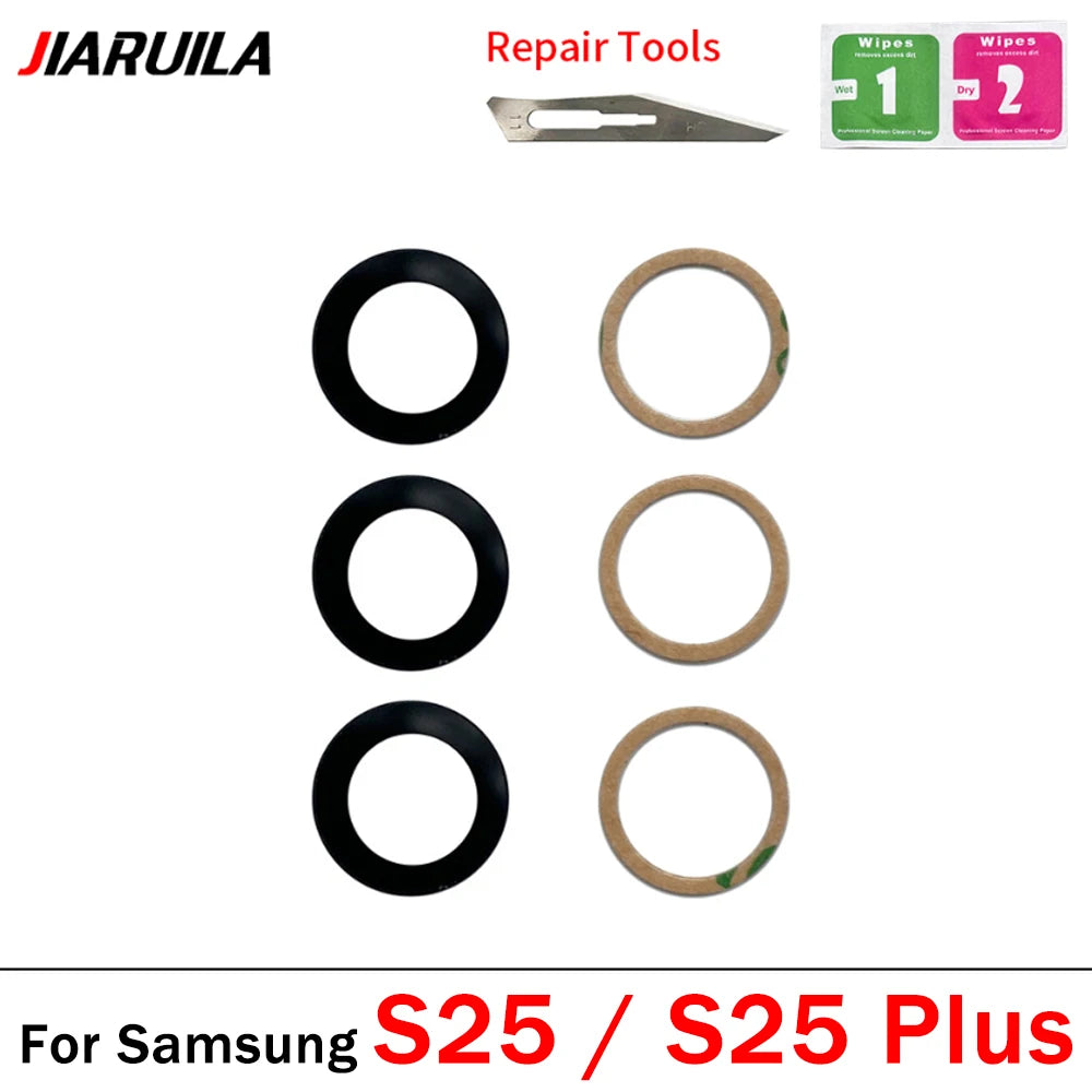 New Camera Glass Rear Back Camera glass Lens For Samsung S24 S25 S26 Plus Ultra Fe With Glue Adhesive Samsung phone repair parts