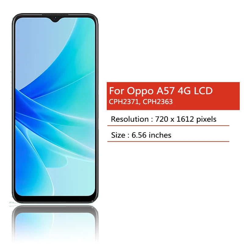 6.56" Tested A57 4G Screen For Oppo A57 4G LCD CPH2387 Display With Frame Screen Touch Panel Digitizer Replacement Parts Oppo phone repair parts Realme phone repair parts