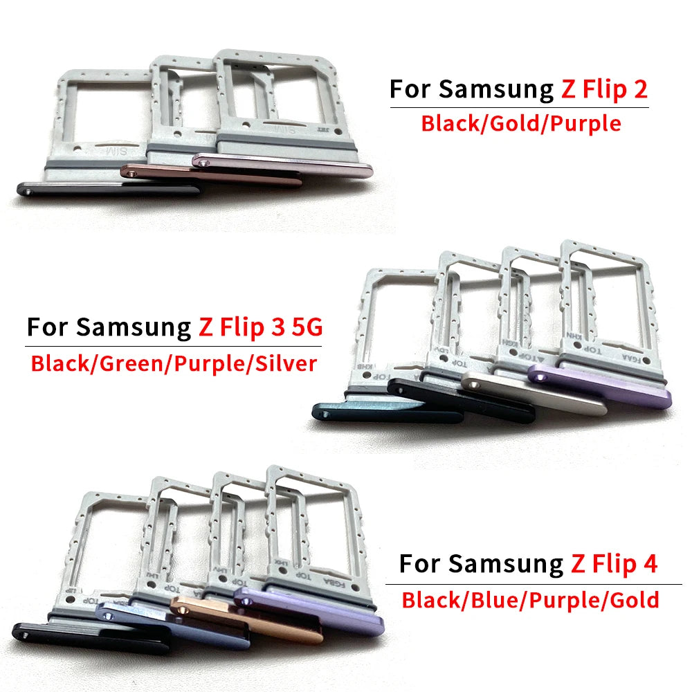 New For Samsung Z Flip 2 3 4 5 6 5G F711 F721 F731 F741 SIM Card Slot SD Card Tray Holder Adapter Samsung phone repair parts