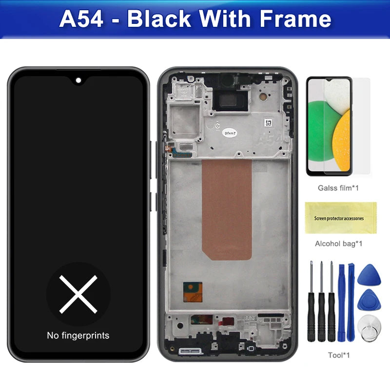 OLED Screen for Samsung Galaxy A54 A546B A546B/DS LCD Display Digital Touch Screen with Frame for Samsung  A54 Replacement Samsung phone repair parts