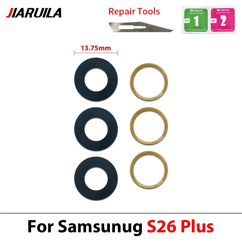 10Pcs, Back Rear Camera Glass Lens Cover With Adhesive For Samsung S24 S25 S26 Plus Ultra Fe With Glue Adhesive Samsung phone repair parts