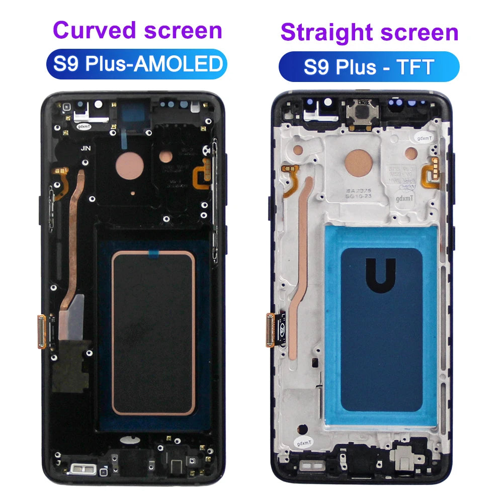 S9 Plus Super AMOLED Screen Assembly for Samsung Galaxy S9+ G965F G965F/DS Lcd Display Touch Screen with Frame Digitizer Parts Samsung phone repair parts