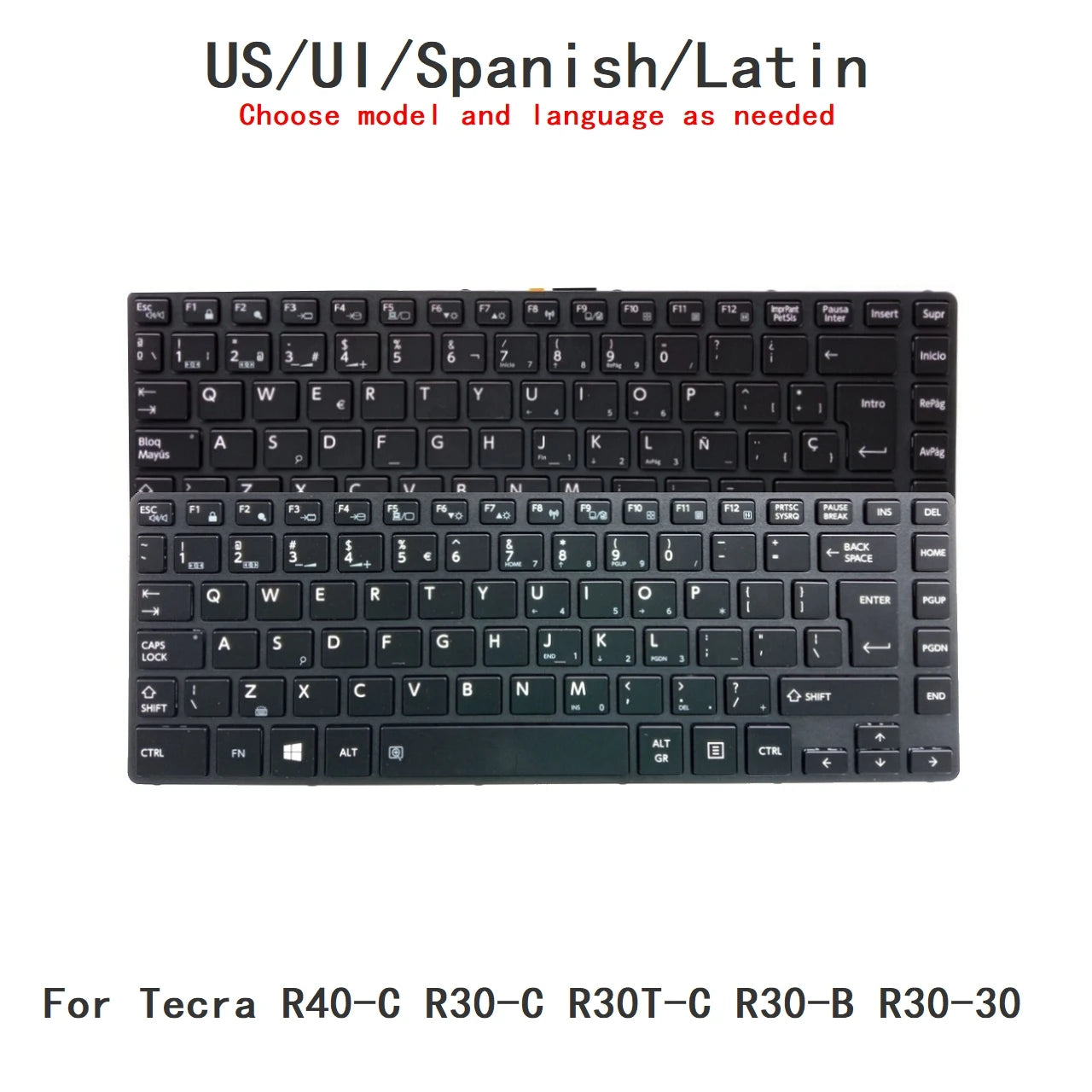 New US UI Spanish Latin Language  Backlit Keyboard For Toshiba Tecra R40-C R30-C R30T-C R30-B R30-30 Replacement Keyboard