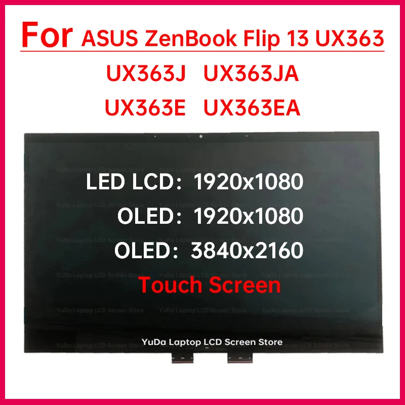 13.3" Touch Screen For Asus ZenBook Flip UX363 UX363J UX363E UX363EA LCD Display Digitizer Assembly Replacement FHD / UHD OLED ASUS laptop repair parts