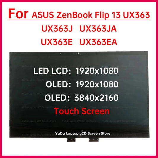 13.3" Touch Screen For Asus ZenBook Flip UX363 UX363J UX363E UX363EA LCD Display Digitizer Assembly Replacement FHD / UHD OLED ASUS laptop repair parts