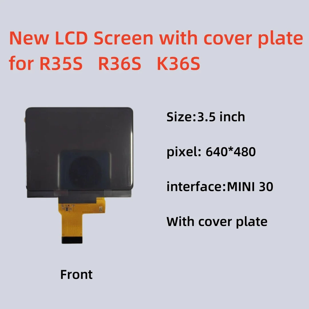 New 3.5-inch LCD Screen Display for R35S R36S Game Console HL-PGDM035HD-C-V2 Replacement Part - with Cover Plate Game console repair parts