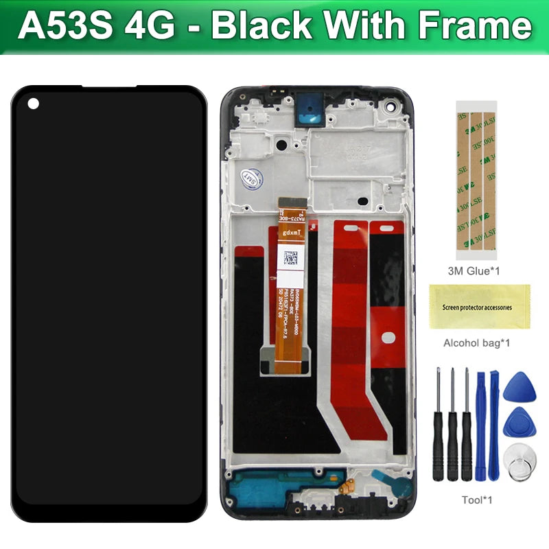 6.5" Display Screen for Oppo A53s CPH2139 CPH2135 Lcd Display Digital Touch Screen with Frame for Oppo A53s Screen Replacement OPPO phone repair parts