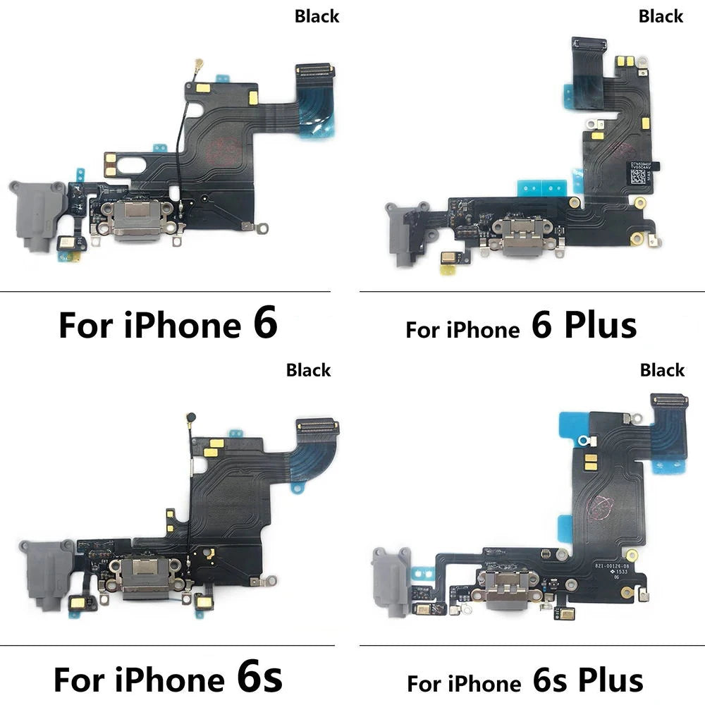 24Pcs，USB Charging Port Board Flex Cable Connector Microphone Module For iPhone 6 6S 7 8 Plus X XR XS Max iPhone phone repair parts