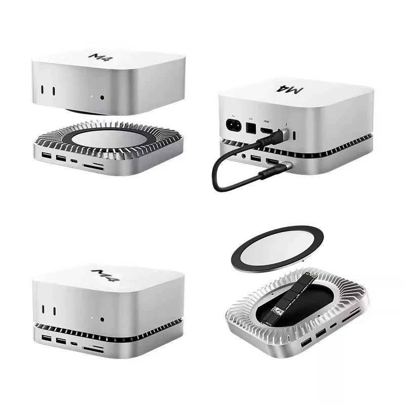 10-in-1 40Gbps USB C Hub M.2 SSD Enclosure for Mac Mini M4 Stand Type-C Docking Station SSD Case USB3.2 SD TF4.0 Thunderbolt 3