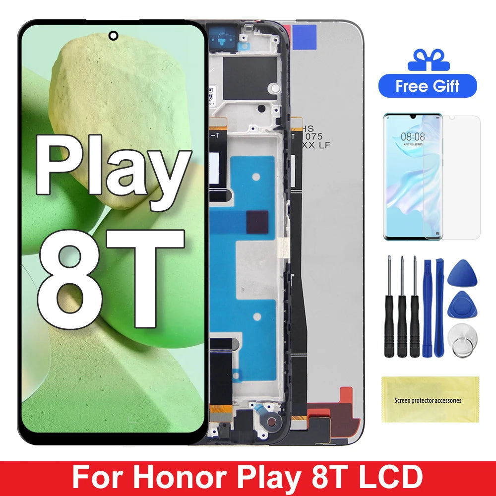 6.8'' For Honor Play 50 Plus Honor Play 8T LCD Display Touch Screen Digitizer Assembly Replacement  With Frame 100% Tested ﻿ Honor phone repair parts