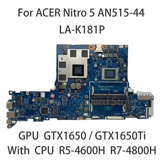 Laptop Motherboard FH51S LA-K181P For ACER Nitro 5 AN515-44 PC With CPU R5-4600H R7-4800H GPU GTX1650 GTX1650Ti  100% Test OK Acer laptop repair parts
