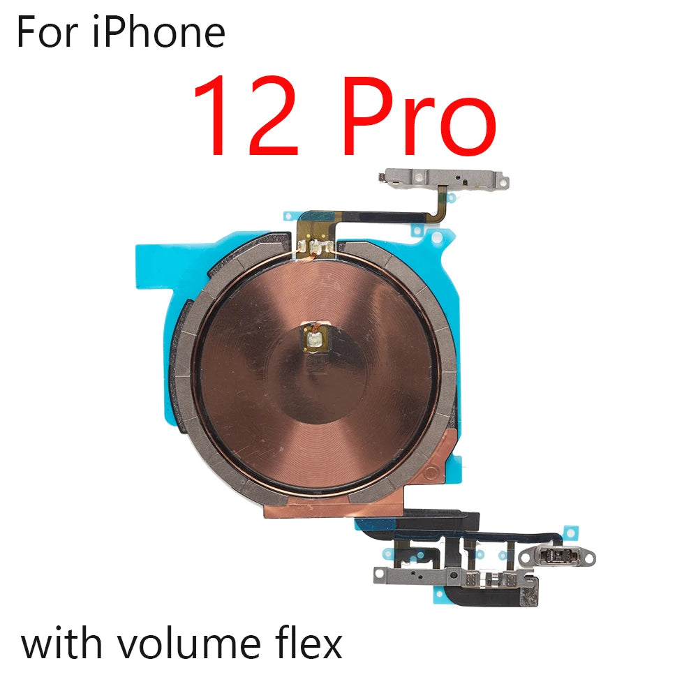 NFC Chip For iPhone 12 Mini Pro Max Wireless Charging Charger Panel Coil Sticker With Volume Button Flex Cable iPhone phone repair parts