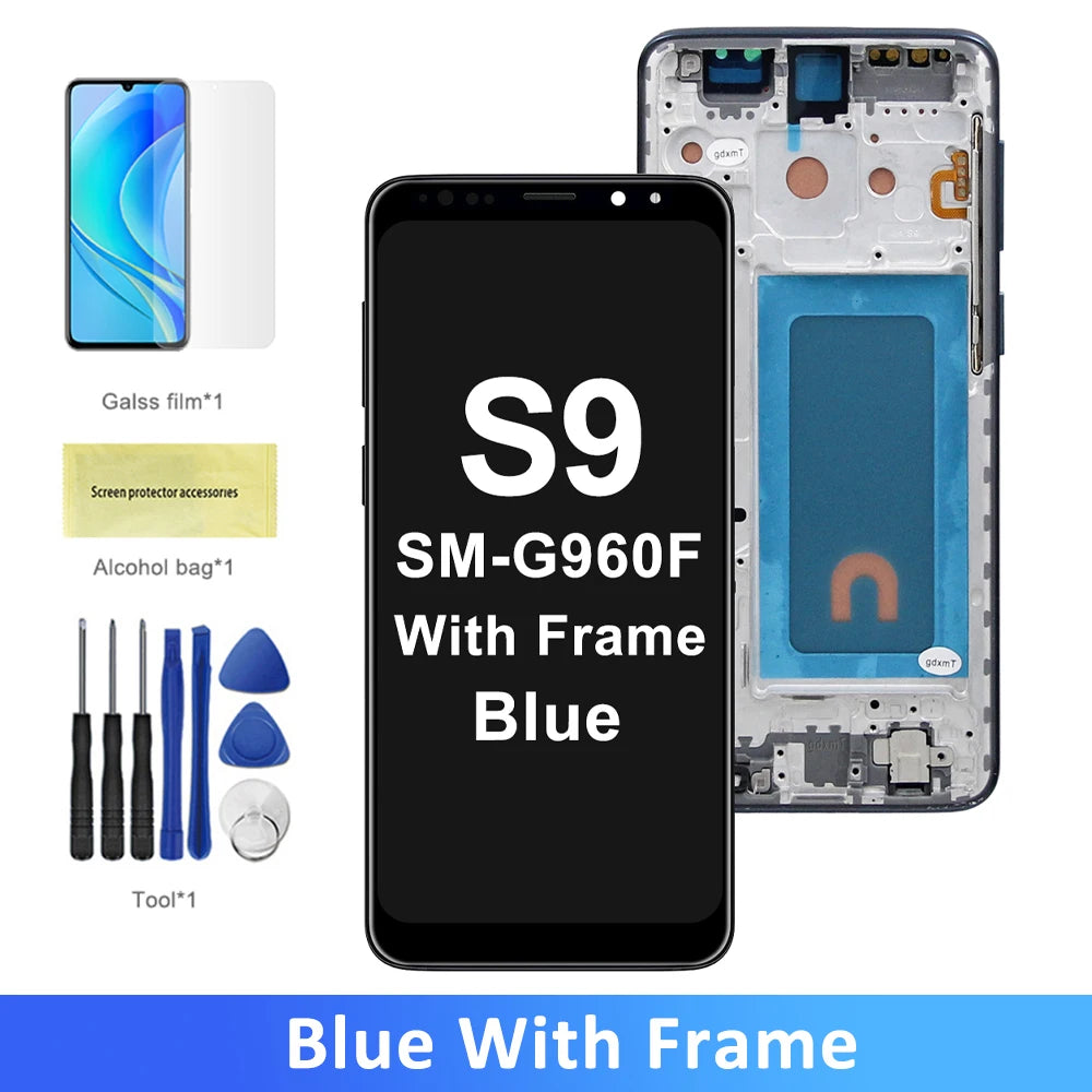 100% Tested Display For Samsung Galaxy S9 LCD With Digitizer Touch Screen Assembly SM-G960FD S9 G960 LCD with Frame Replacement Samsung phone repair parts
