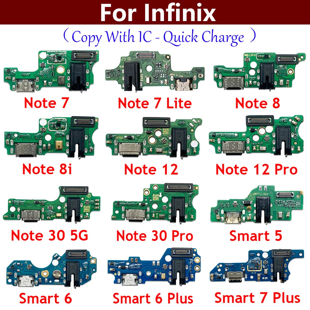 USB Charge Port Dock Connector Charging Board Flex Cable For infinix Note 7 8 8i 12 30 40 Pro 5G Smart 5 6 7 Plus Zero 8 X Pro  infinix phone repair parts