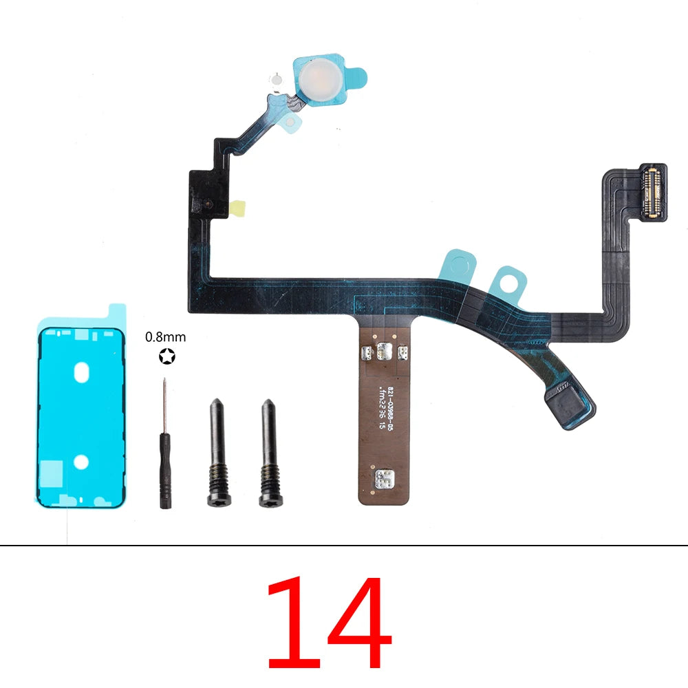 1set Flash Light Power Volume FlashLight Flex Cable For iPhone 12 13 14 15 Pro Max Mini Plus With Sticker iPhone phone repair parts