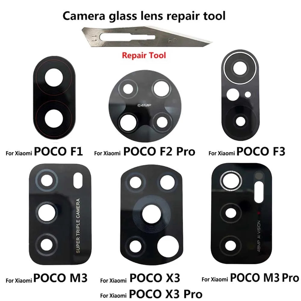 2 Pcs Rear Back Camera Glass Lens Cover For Xiaomi Mi Poco F3 X3 X4 M4 M3 NFC F2 Pro F1 F4 4G 5G Replacement Parts Xiaomi  Xiao mi phone repair parts