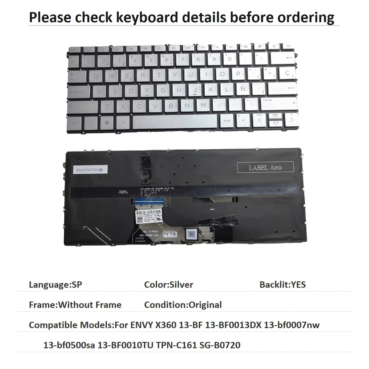 US RU SP AR Backlit Keyboard For HP ENVY X360 13-BF 13-BF0013DX 13-bf0007nw 13-bf0500sa 13-BF0010TU TPN-C161 SG-B0720  HP laptop repair parts