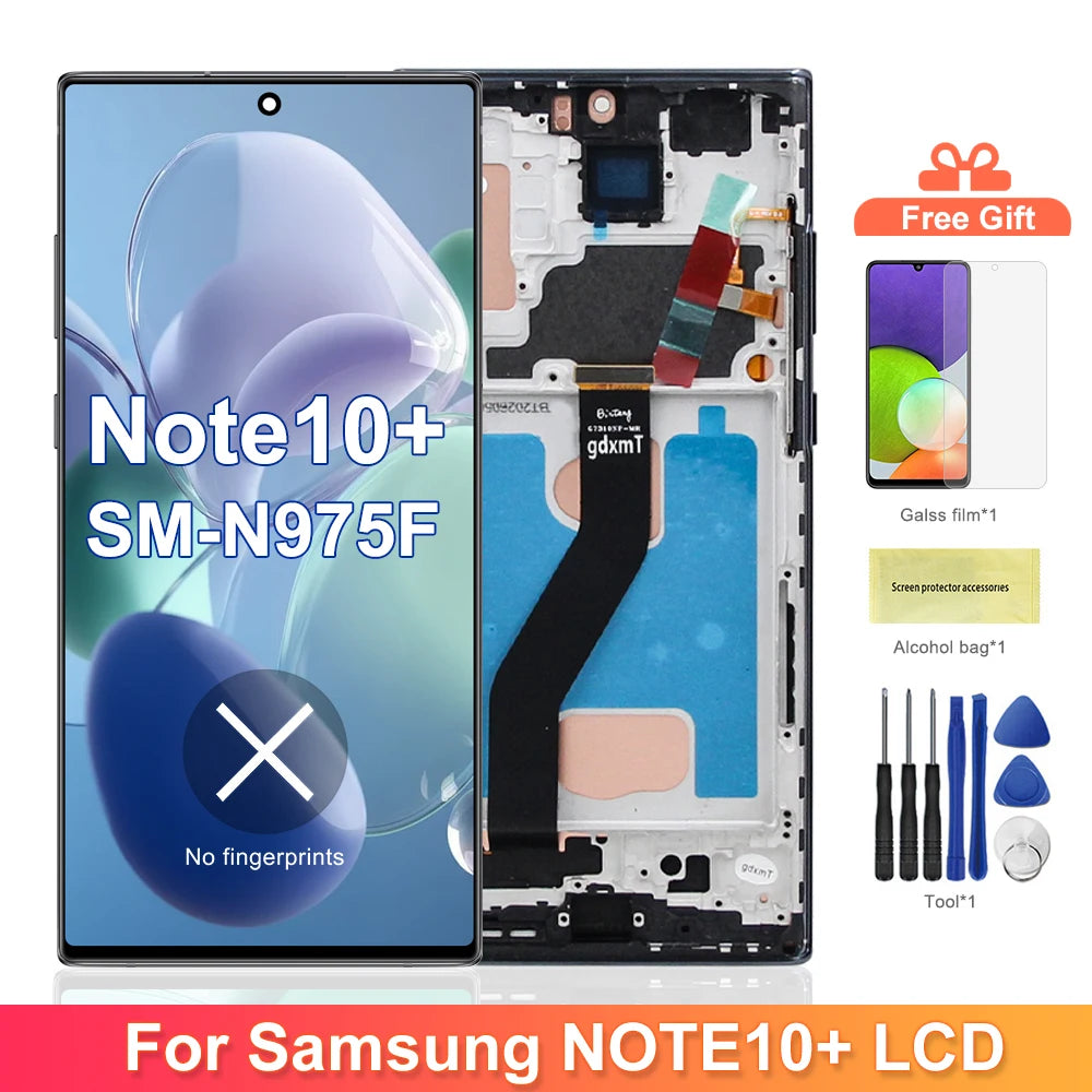 Note 10 Plus LCD Screen Assembly for Samsung Galaxy Note10+ N975F N975F/DS Lcd Display Touch Screen with Frame Display Parts Samsung phone repair parts
