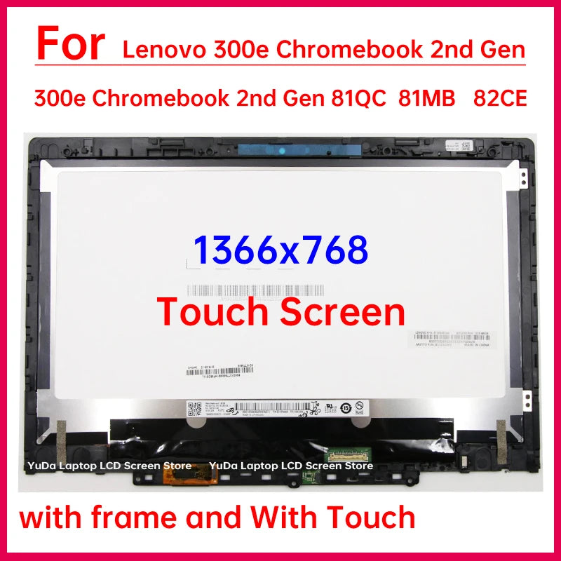 11.6 Inch Laptop LCD Touch Screen For Lenovo 300e Chromebook 2nd Gen 81QC 81MB 82CE Display Digitizer+Bezel Assembly Replacement Lenovo laptop repair parts