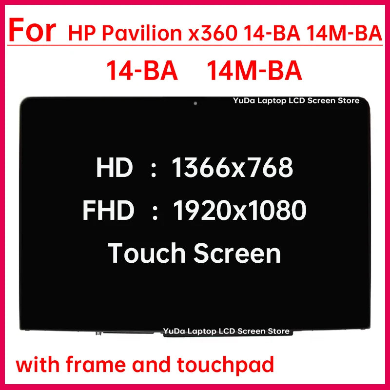 14" Touch Screen For HP Pavilion x360 14-BA 14M-BA 14 BA001LA BA002LA BA003TX BA004TU LCD Display Digitizer Assembly Replacement HP laptop repair parts
