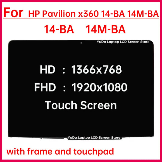 14" Touch Screen For HP Pavilion x360 14-BA 14M-BA 14 BA001LA BA002LA BA003TX BA004TU LCD Display Digitizer Assembly Replacement HP laptop repair parts