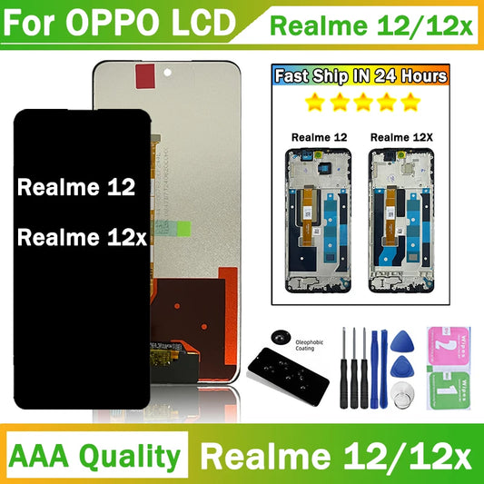 6.72'' Screen For OPPO Realme 12 12X LCD Display Touch Panel Screen Digitizer Assembly RMX3997 RMX3999 RMX3998 LCD With Frame Oppo phone repair parts Realme phone repair parts