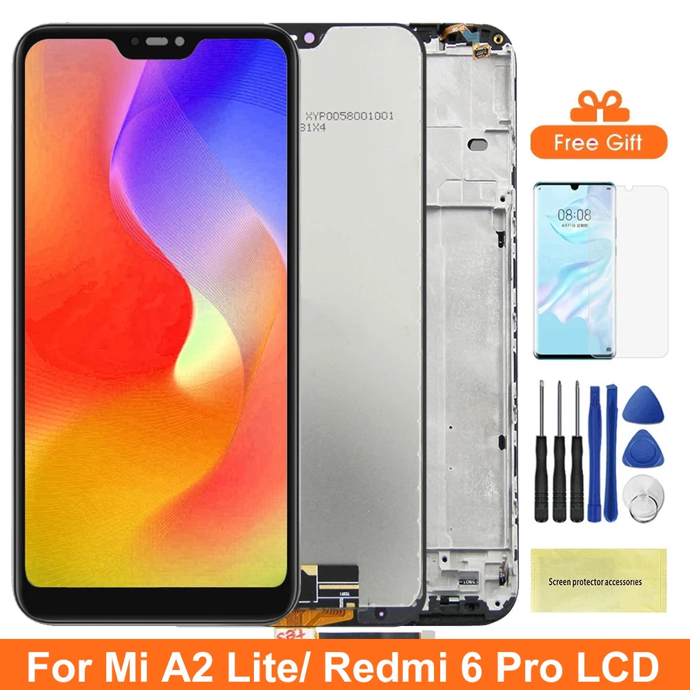 5.84" Mi A2 Lite Screen For Xiaomi Mi A2 Lite Lcd Display Touch Screen Digitizer Assembly With Frame For Redmi 6 Pro Redmi6 Pro Xiaomi phone repair parts