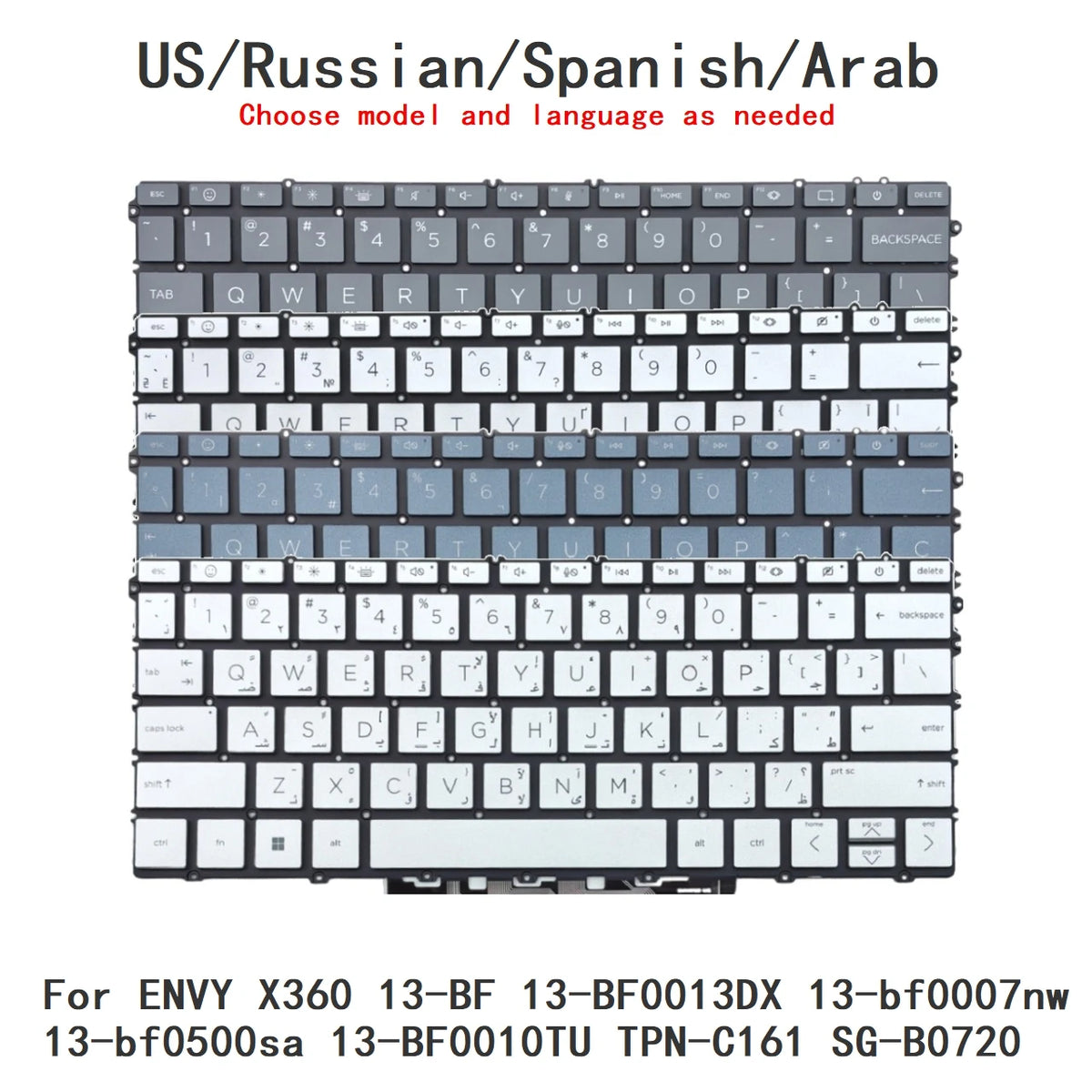 US RU SP AR Backlit Keyboard For HP ENVY X360 13-BF 13-BF0013DX 13-bf0007nw 13-bf0500sa 13-BF0010TU TPN-C161 SG-B0720  HP laptop repair parts