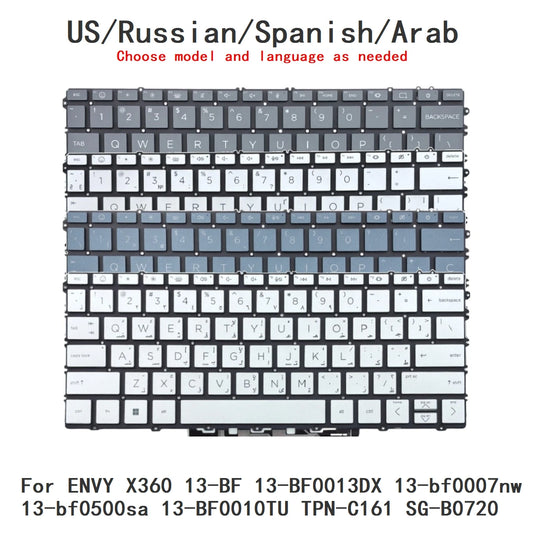 US RU SP AR Backlit Keyboard For HP ENVY X360 13-BF 13-BF0013DX 13-bf0007nw 13-bf0500sa 13-BF0010TU TPN-C161 SG-B0720  HP laptop repair parts