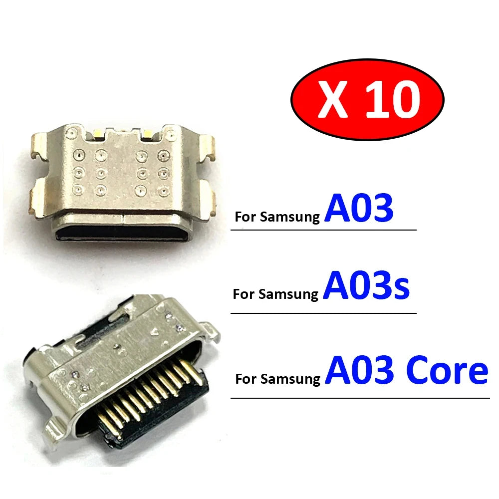 10Pcs/Lot，Micro USB Connector Charging Port Jack Dock For Samsung A03 / A03s / A03 Core
