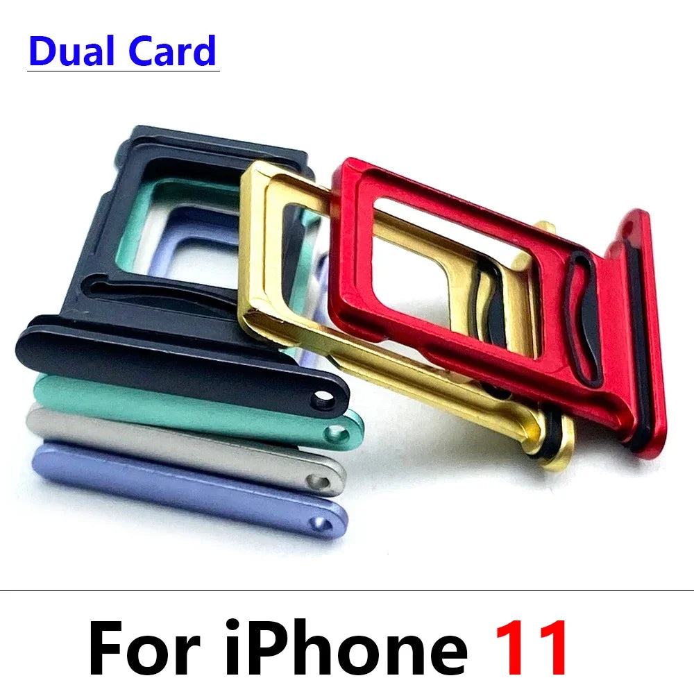 10Pcs, Dual SIM Card Slot SD Card Tray Holder Adapter For iPhone 11 12 13 14 15 16 17 Pro Max Mini Plus iPhone phone repair parts