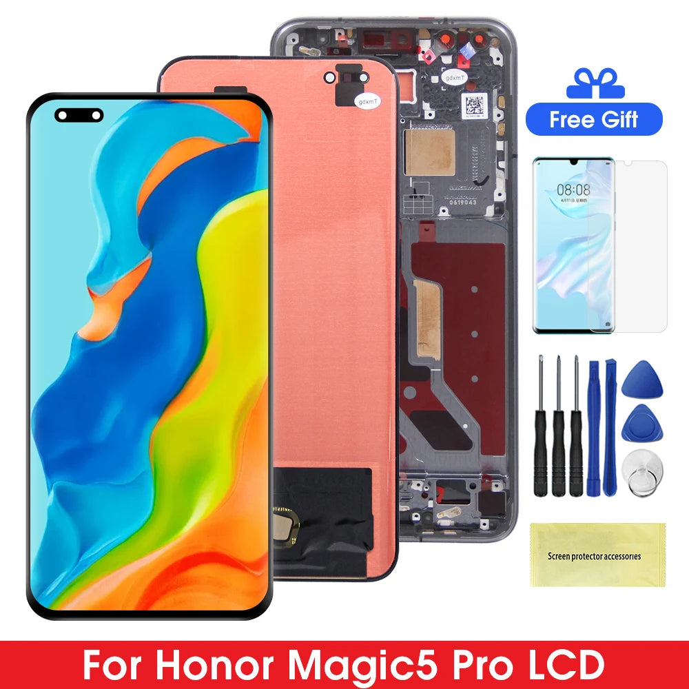 6.81''AMOLED For Honor Magic5 Pro PGT-AN10 LCD Display Touch Screen Digitizer Assembly For Honor Magic 5 Pro 5Pro PGT-N19 Frame Honor phone repair parts