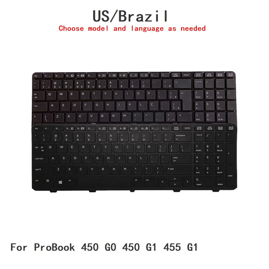 New US Brazil Language  Keyboard For HP ProBook 450 G0 450 G1 455 G1 Replacement Keyboard 727682-001 768787-001 MP-12M7  HP laptop repair parts