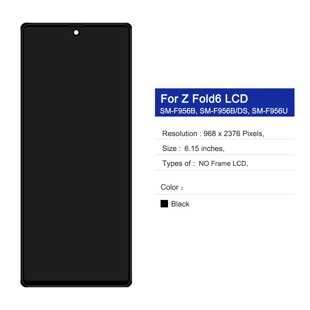 TFT For Samsung Galaxy Z Fold 6 SM-F956B SM-F956B/DS SM-F956U F956 LCD Screen Display Assembly Replacment Parts 100% Tested Samsung phone repair parts