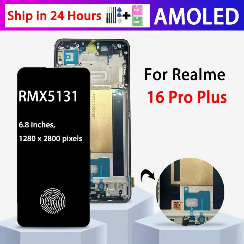 RMX5131 Premium Lcd For Realme 16 Pro+ Plus 5G LCD Display Touch Screen Digitizer Panel Assembly Replacement Repair Parts  Oppo phone repair parts