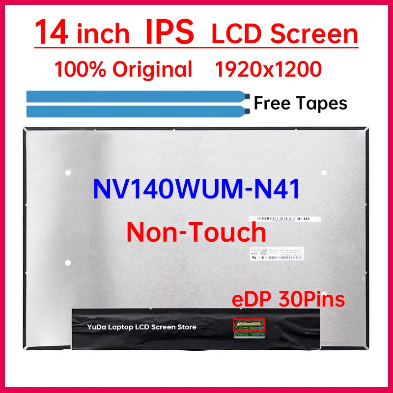 14" Laptop LCD Screen NV140WUM N41 NV140WUM-N41 For HP ZBook Firefly 14 G7 HP EliteBook 840 G9 G10 Display Matrix Panel 30 Pins HP laptop repair parts