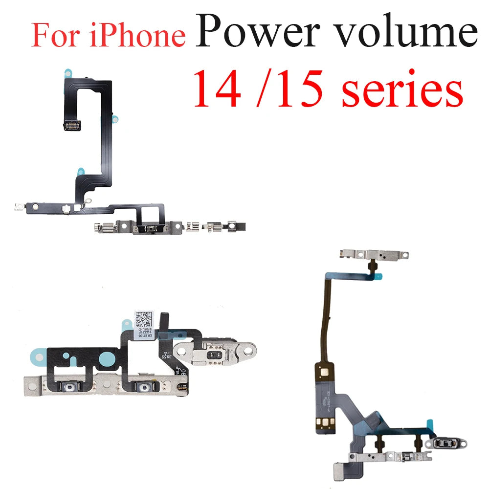1pcs For iPhone 14 15 Pro Max Power Volume Buttons Key Switch Flex Cable With Metal Material Replacement Parts iPhone phone repair parts