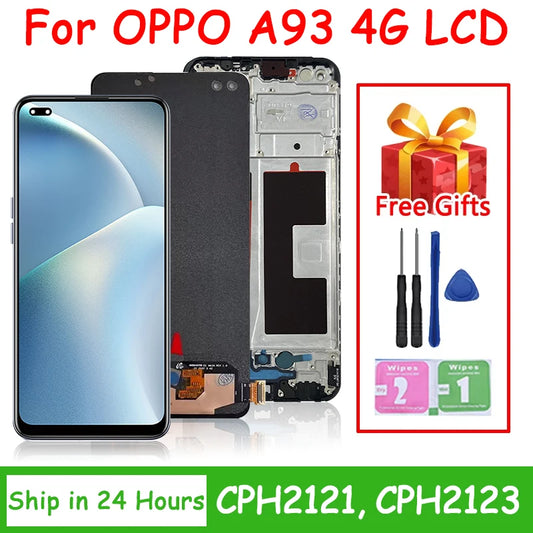 Super AMOLED For Oppo A93 Display Screen For OPPO A93 4G CPH2121, CPH2123 LCD Display Touch Screen Digitizer Assembly  Oppo phone repair parts