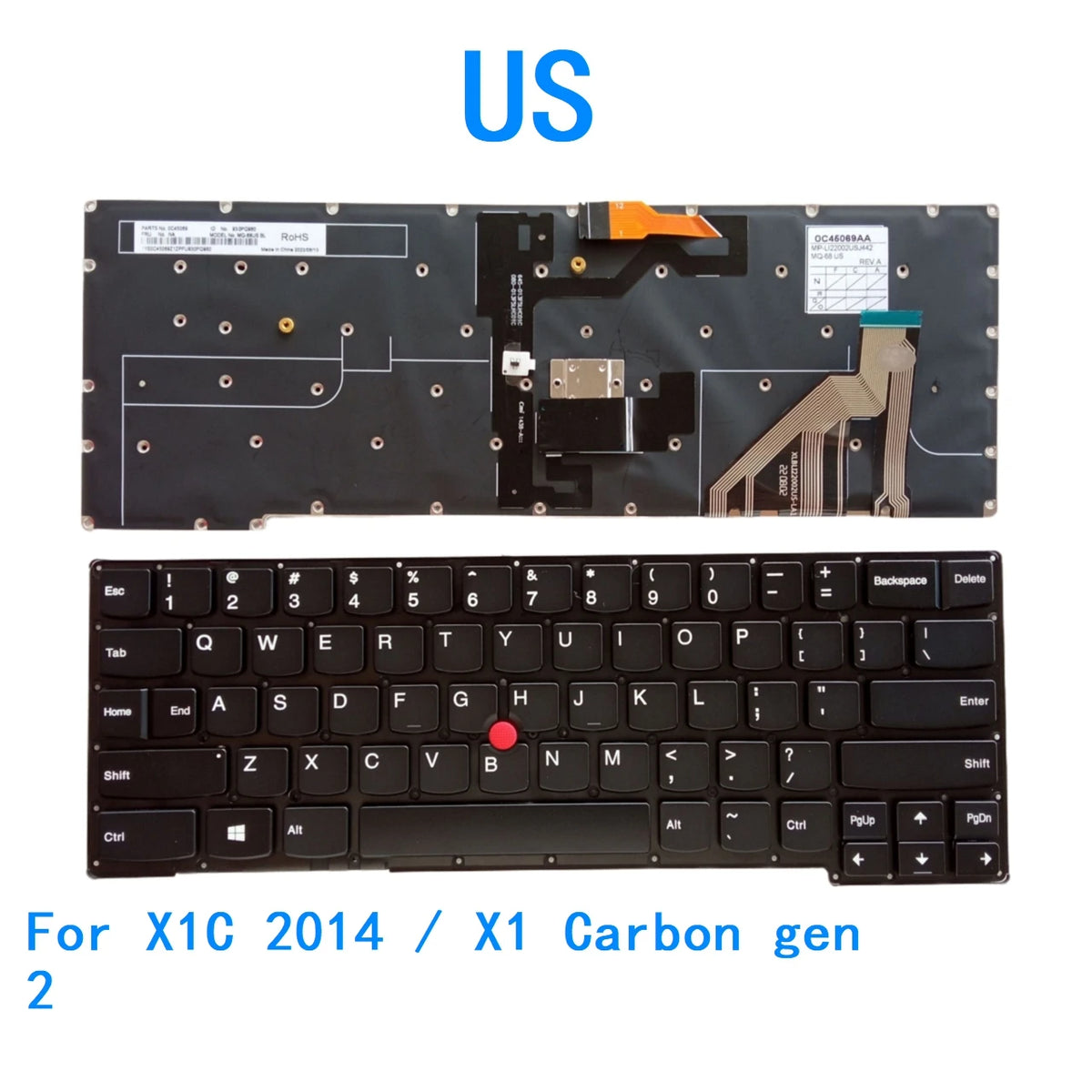 New US Language  Backlit Keyboard For Lenovo Thinkpad X1C 2014 / X1 Carbon gen 2 Notebook PC Replacement Keyboard Lenovo laptop repair parts