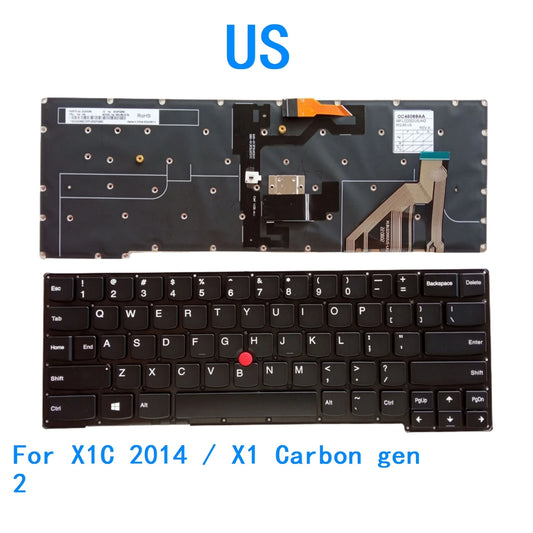 New US Language  Backlit Keyboard For Lenovo Thinkpad X1C 2014 / X1 Carbon gen 2 Notebook PC Replacement Keyboard Lenovo laptop repair parts
