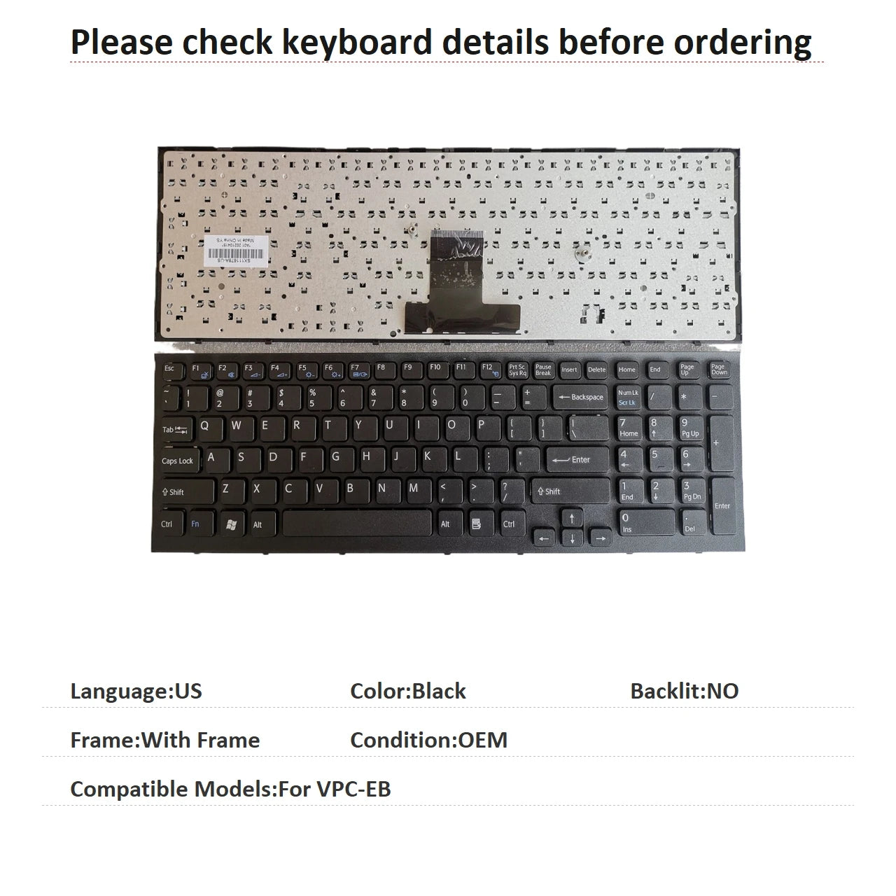 New US Russian Language  Keyboard For Sony VPC-EB Notebook PC Replacement Keyboard SONY laptop repair parts