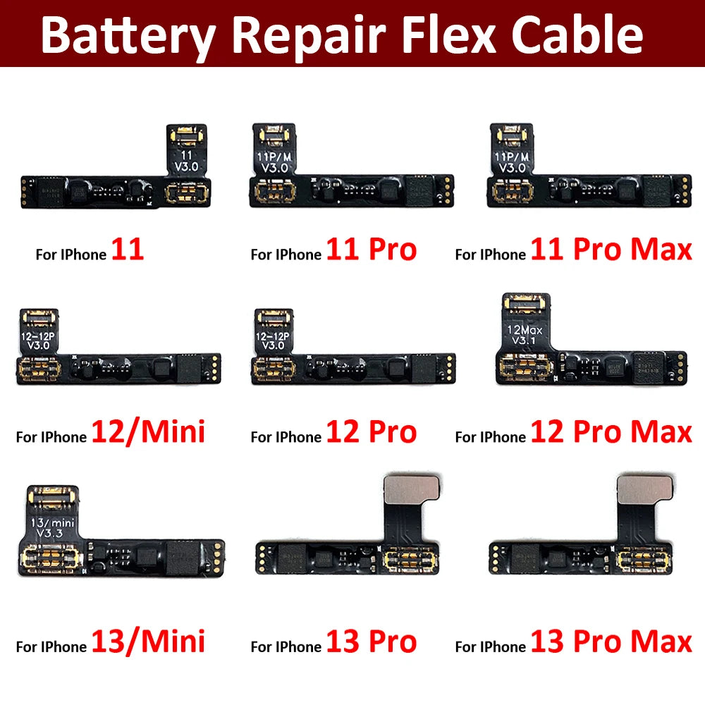 Battery Repair Flex Cable Tag on Built in For iPhone 11 12 13 14 15 Pro Max Plus Mini Battery Remove Warning External Flex Cable iPhone phone repair parts