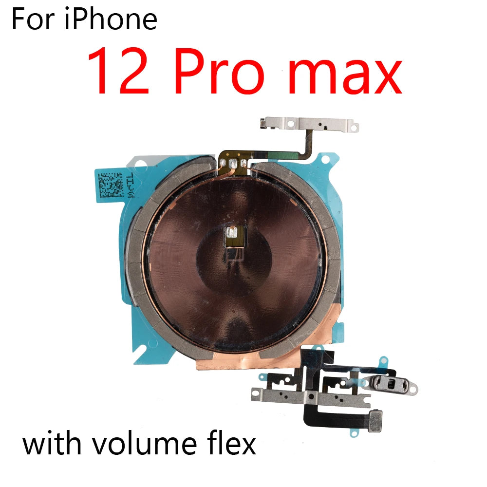 NFC Chip For iPhone 12 Mini Pro Max Wireless Charging Charger Panel Coil Sticker With Volume Button Flex Cable iPhone phone repair parts