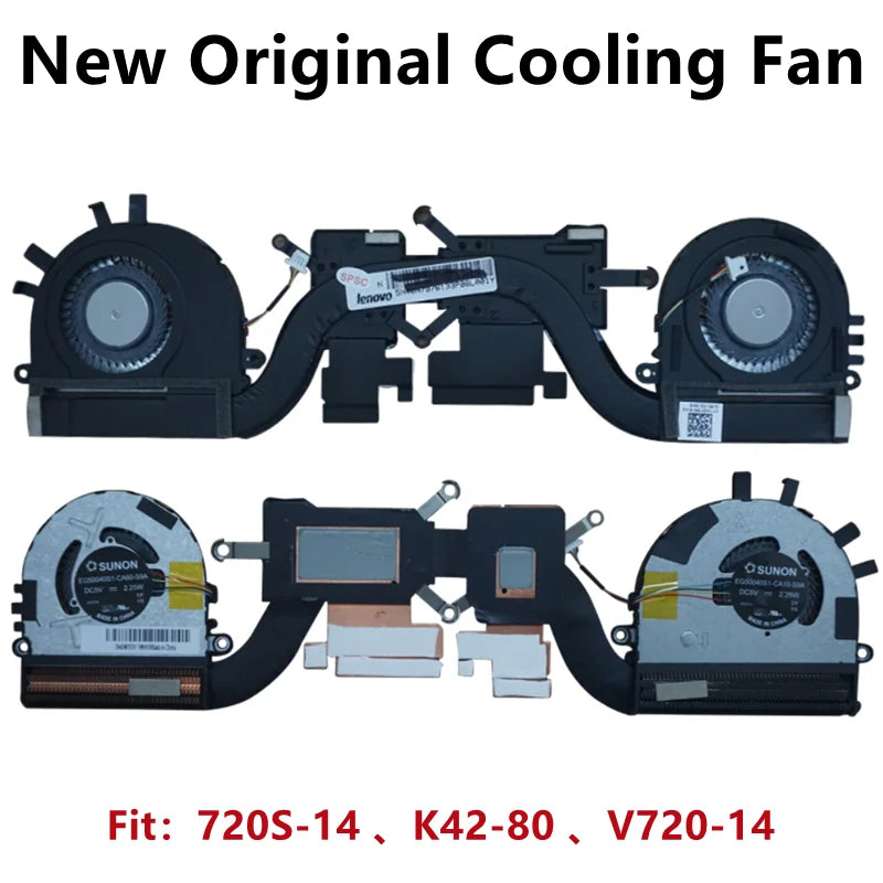New Original For Laptop  Lenovo Ideapad 720S-14 720S-14IKB K42-80 V720-14 Cooling Fan Heatsink Radiator EG50040S1-CA10-S9A -CA60 Lenovo laptop repair parts