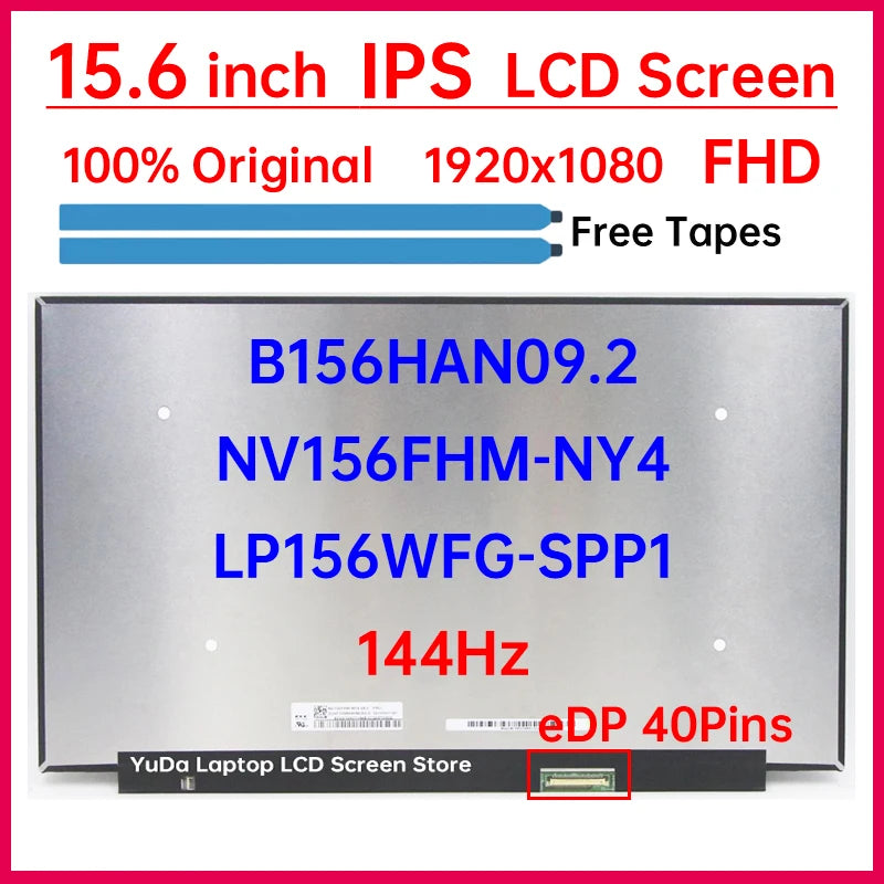 15.6 Inch 144Hz LCD Screen NV156FHM-NY4 B156HAN09.2 LP156WFG-SPP1 Display Matrix Panel Replacement 1920x1080 100% sRGB Non-Touch Laptop screen replacement