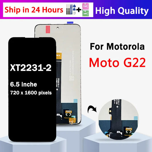 6.5"Tested G22 Display For Motorola Moto G22 LCD XT2231-2 Display With Frame Touch Screen Digitizer Assembly Replacement Motorola phone repair parts