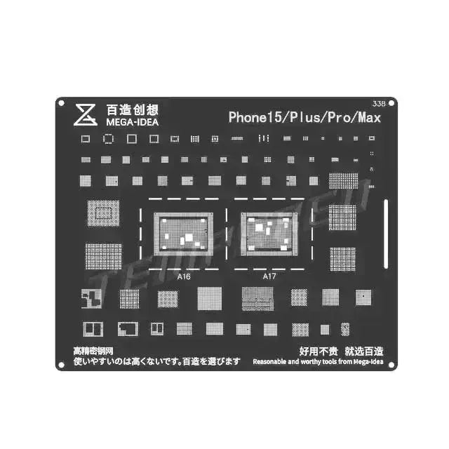 QIANLI MEGA-IDEA Black BGA Reballing Stencil Multifunction Universal Net for iPhone 6-17 Pro Max Planting Tin Steel Mesh Tools Professional Repair Tools