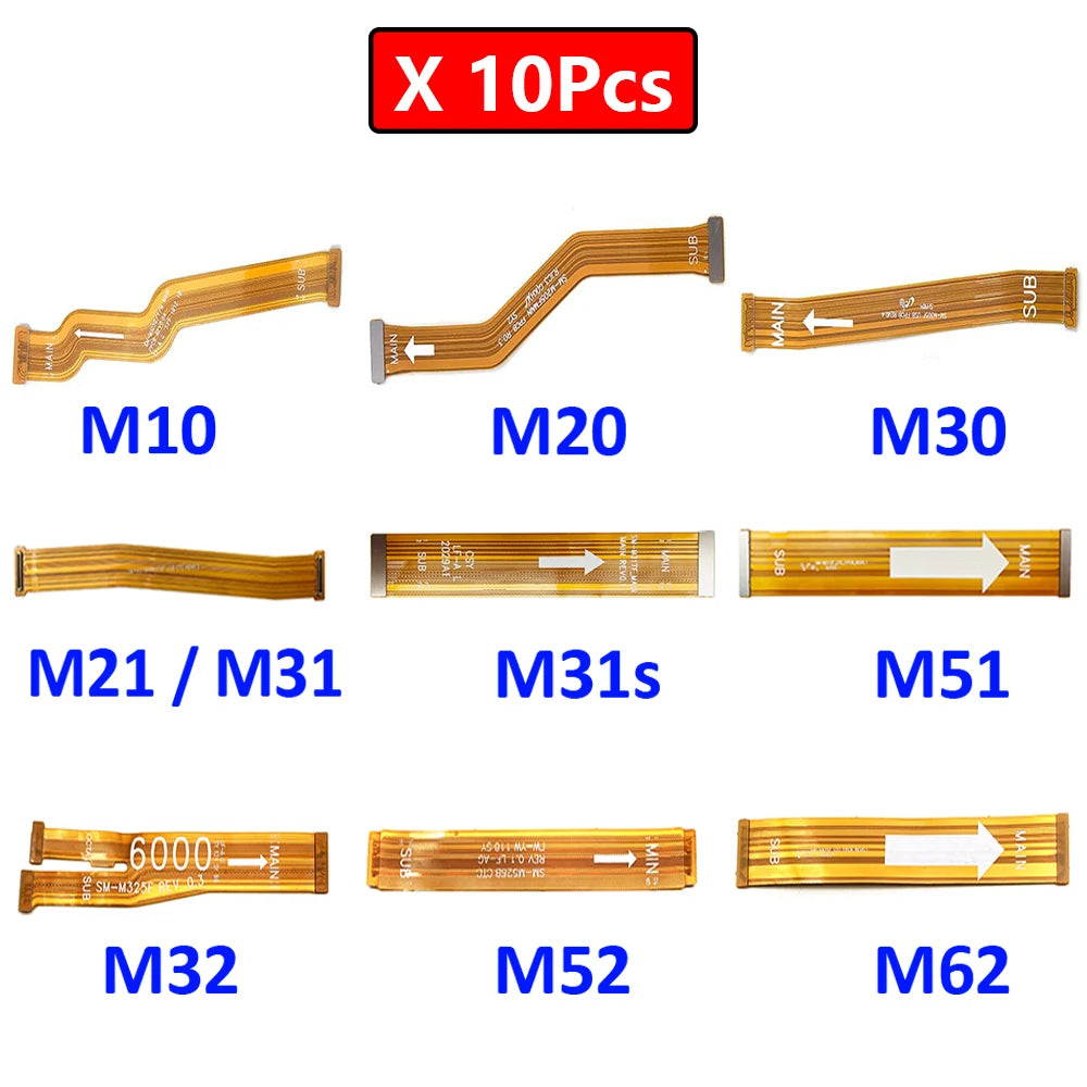 10Pcs， Main Board Motherboard Connector Flex Cable For Samsung M21 M31 M31S M51 M52 M62 M32 M10 M20 M30 M21s M30s M22 M53 M54 5G Samsung phone repair parts