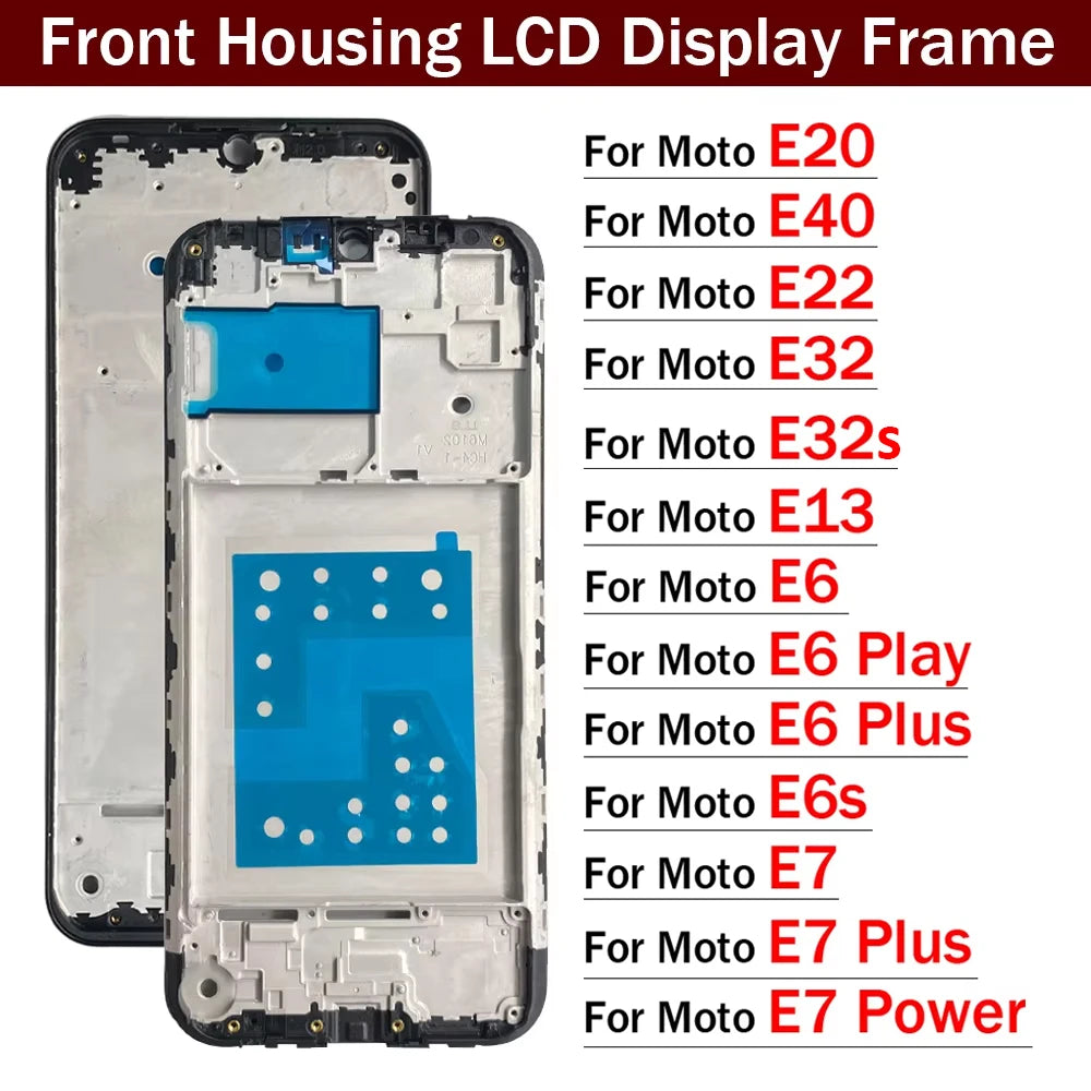 Front Housing LCD Display Bezel Middle Frame For Motorola Moto E13 E20 E22 E32 E32s E40 E6 E6s E7 Play Plus Power Motorola phone repair parts