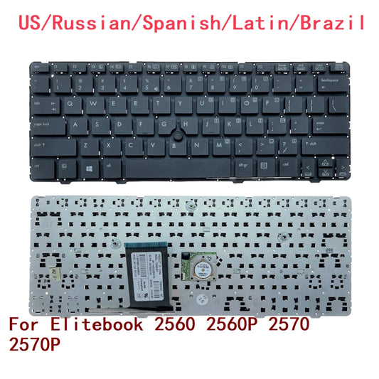 New US Russian Spanish Latin Brazil Laptop Keyboard For HP Elitebook 2560 2560P 2570 2570P 700948-B31  HP laptop repair parts